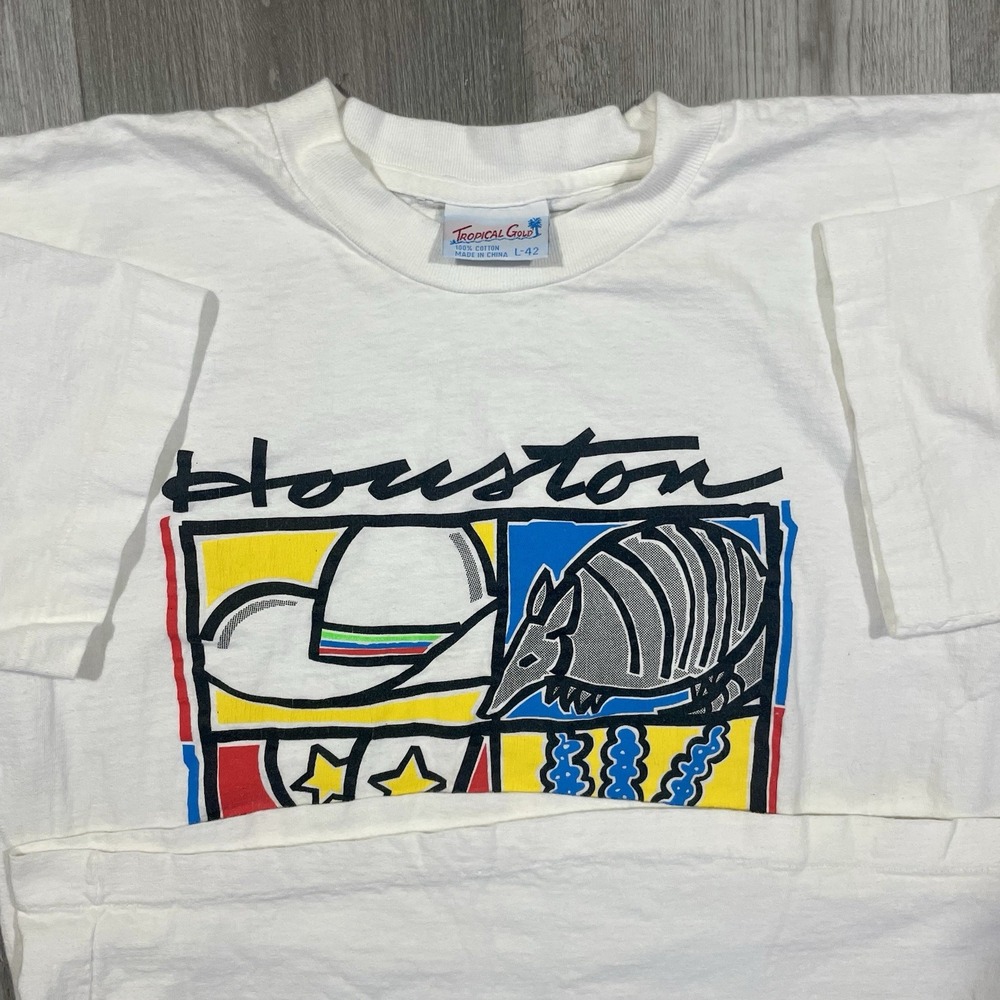 Vintage 1991 Houston Texas Armadillo Cowboy‎ Size Medium Western Animal Tshirt - Picture 4 of 5